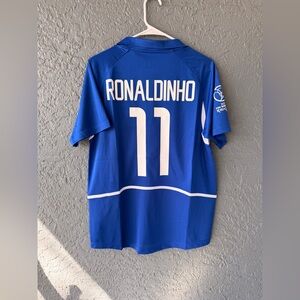 Brazil Ronaldinho Retro Jersey 2002 Blue